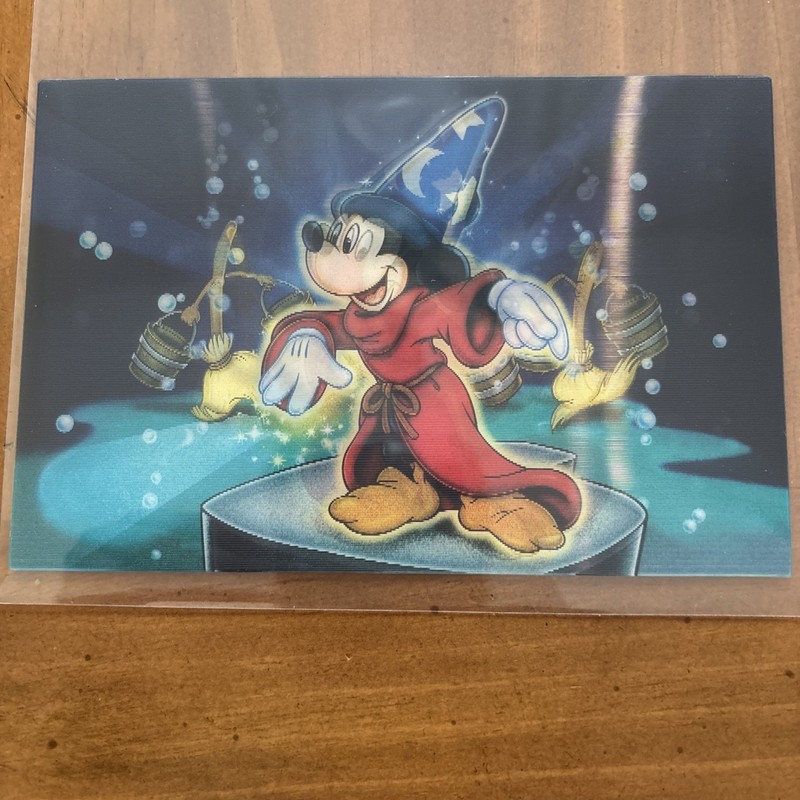 Mickey Mouse The Wizard 3D Lenticular Postcard Disneyland Resort/Winnie The Pooh