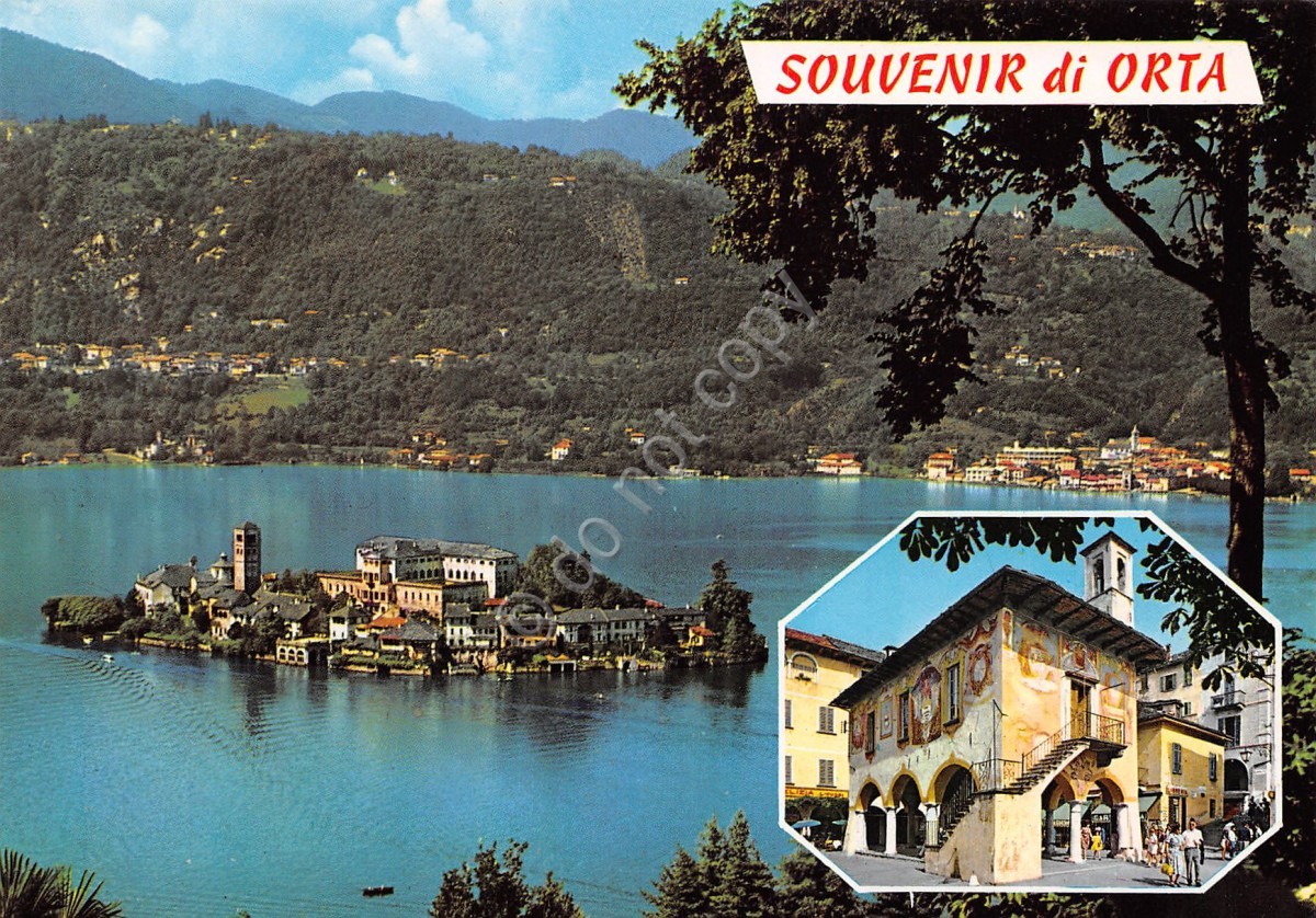 Cartolina Orta San Giulio vedute animata (Novara)