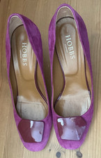 HOBBS OF LONDON PURPLE/PINK SUEDE STILETTO COURT SHOES UK 5/EU 38 3.5" ITALIAN