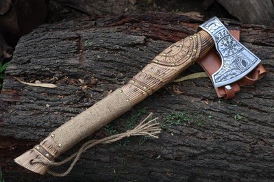 Custom hand Made Art Desig carbon steel Blade Tomahawk/ Viking axe W/L/Sheath