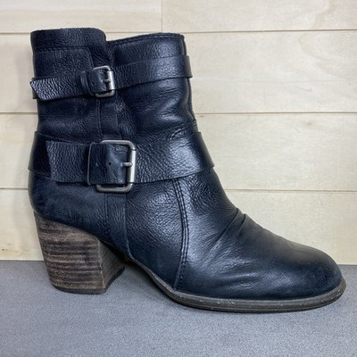 Naya Virtue Boots Black Leather Women's Size 7.5 M Shoes Zip Biker Booties