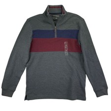 Club Room Mens 1/4-Zip French Rib Pullover Sweater Charcoal Gray S