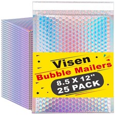 Visen Holographic Bubble Mailers 8.5x12 Inch,25 Pcs Metallic Bubble Mailers,P...