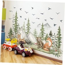 Amaonm 4 Sheet of 12x36 inch Giant Mountain Forest Tree Wall Decal Pine