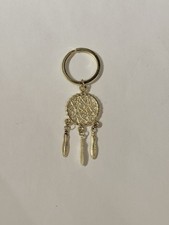 Gold Tone Dreamcatcher Keychain with Feather Charms   3  Plastic Key Ring