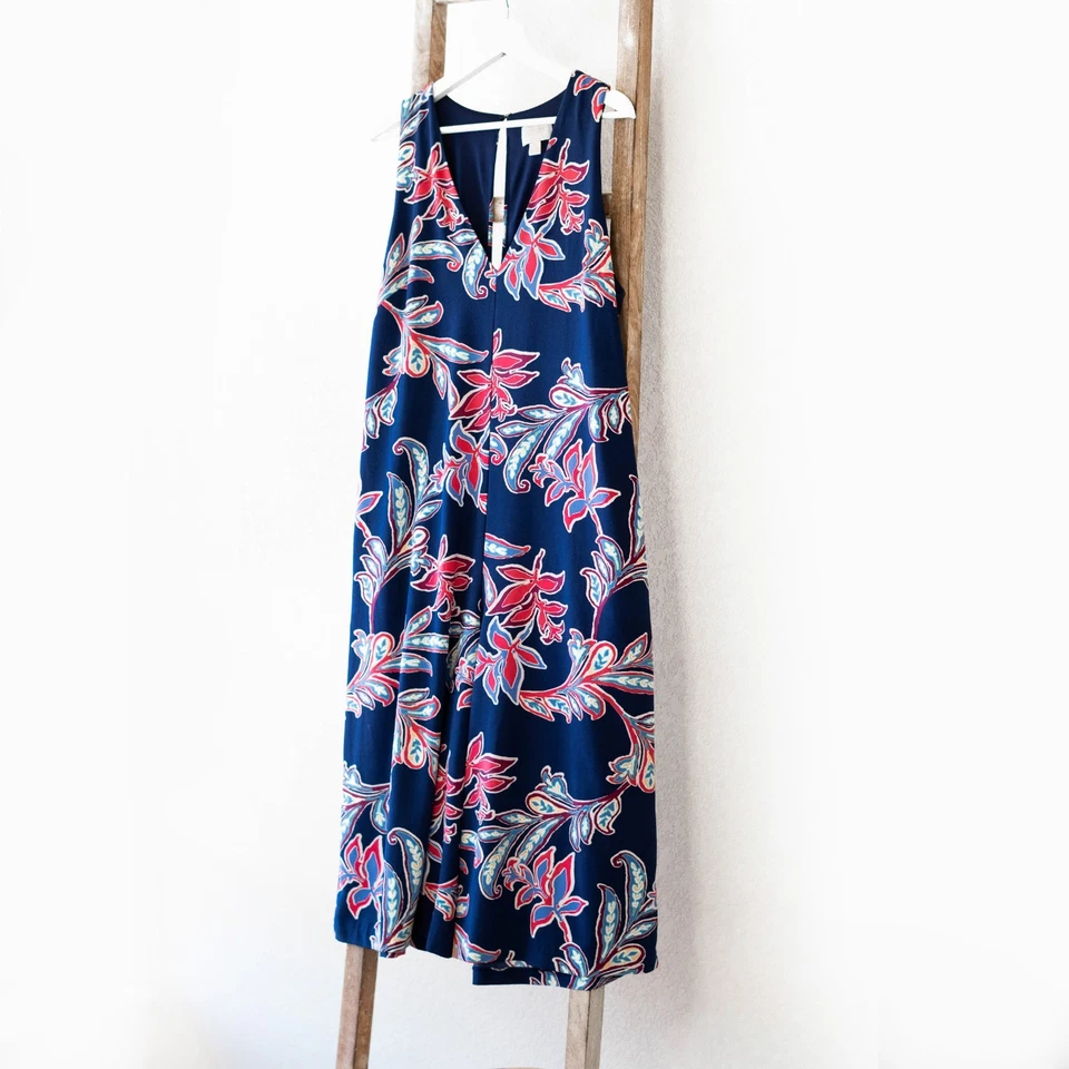 Mono Laundry Shelli Segal Talla 12 Tropical Floral Pierna Ancha Recortado Sin Mangas Foto 2 de 4