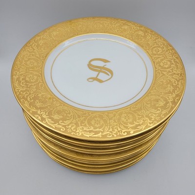 LORENZ HUTSCHENREUTHER SELB (1925-1939 Mark) Heavy Gold Rim Monogrammed Letter S