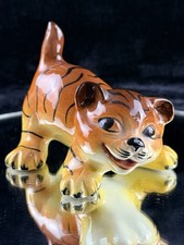Melba Ware Ceramic Tiger Cub Figurine England 1950s Hand Painted Bookshelf Decor