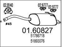 Endschalldämpfer Nachschalldämpfer MTS 01.60827 für 500 FIAT Multijet 312AXB1A