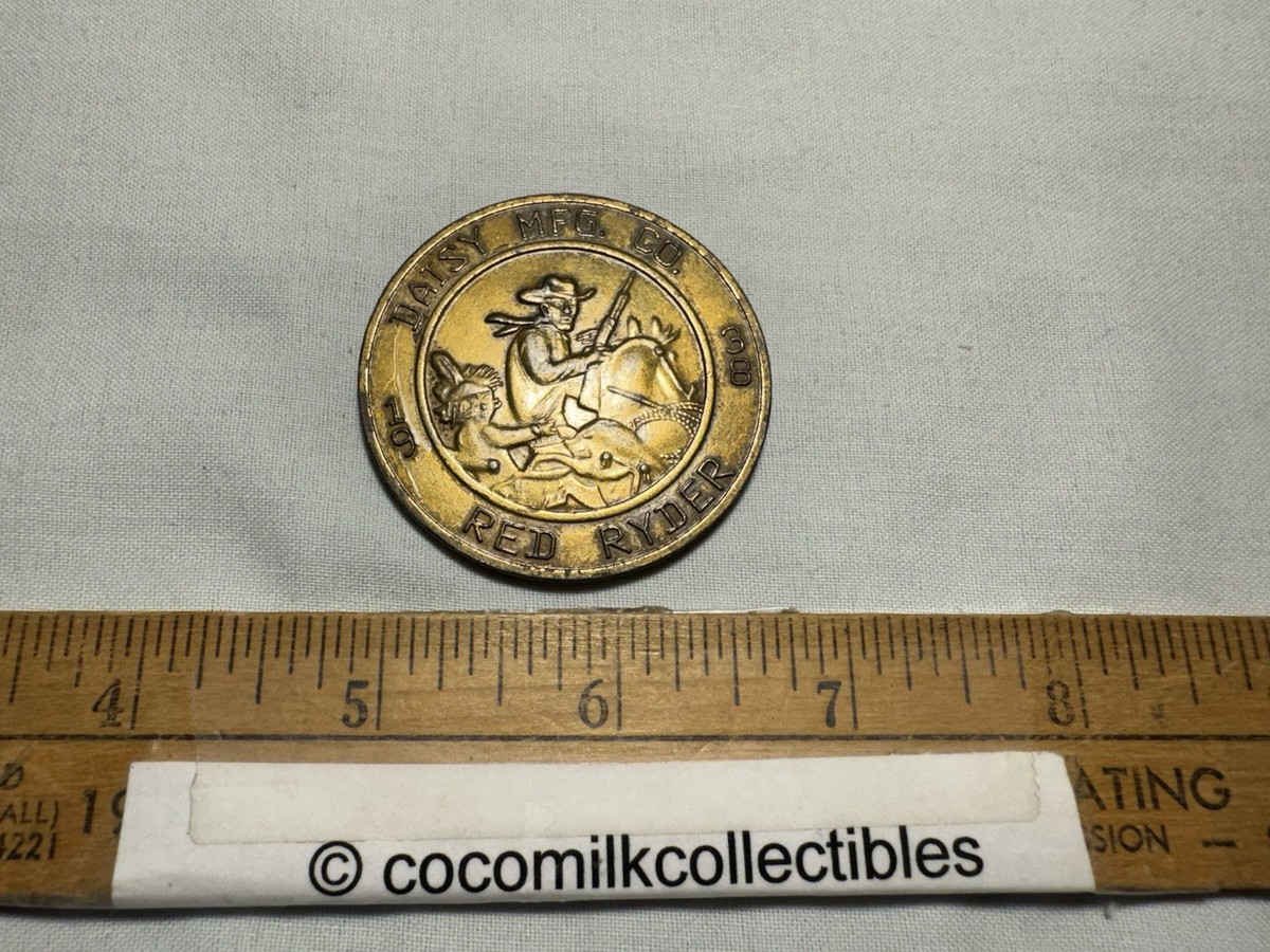 1938 Daisy MFG Co Red Ryder BB Gun Brass Coin Medallion Coin