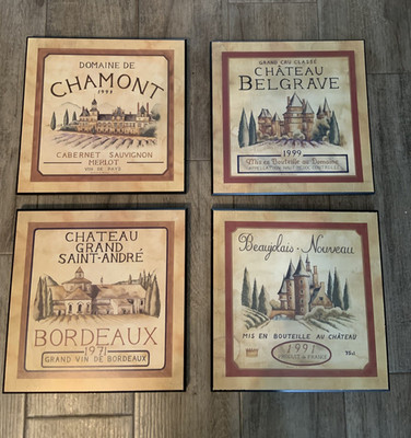 Wine Art by Richard Henson Wooden Wall Plaques Art 12 x 12