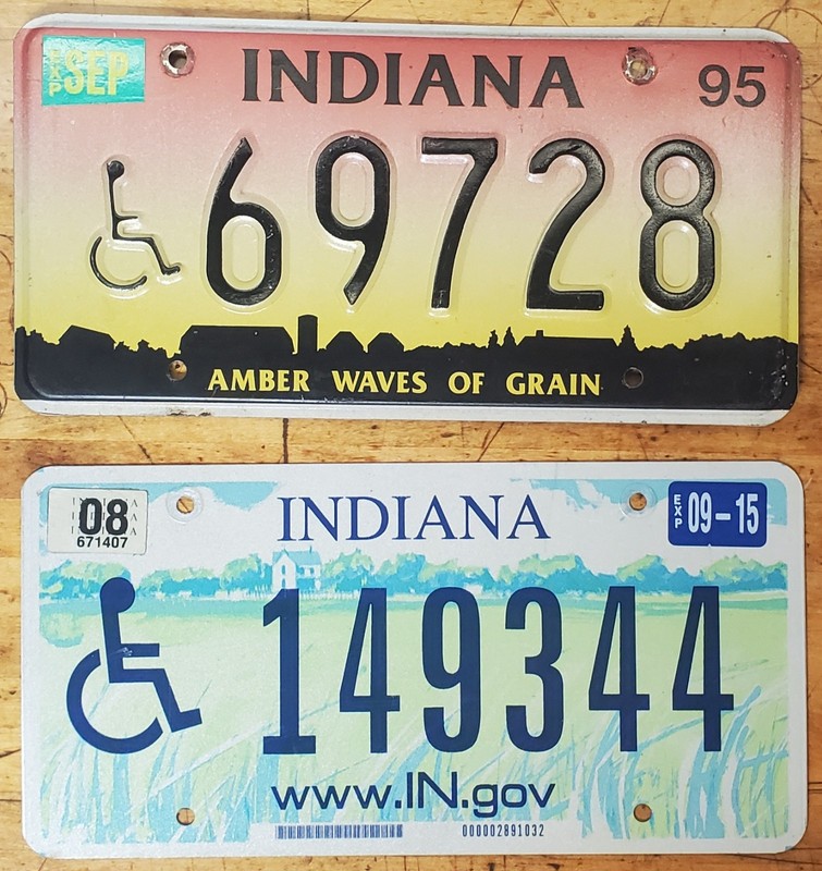 1995 2015 Indiana handicapped license plate lot handicap