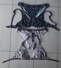 2 schöne Bikini's 2-Teiler Bademode Gr.M Blau (Punkte) + Braun/Weiss 18% Stretch