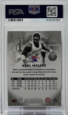 Karl Malone PSA 10 -2013 SP Authentic -Jazz Legend, Louisiana Tech