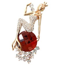 18k Gold Plated Red Crystal Mermaid Az7998b Brooch pin