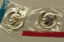 1973 P & D Uncirculated Roosevelt Dimes in Mint Cello, Free Shipping