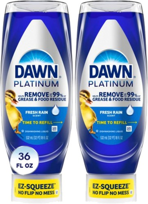 #ad Pack of 2 Dawn Platinum EZ Squeeze Dish Soap Fresh Rain 18 oz Grease Removal $11.39