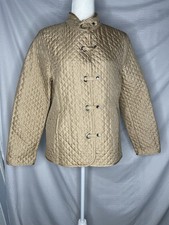 Carole Little Silk Quilted Jacket M Beige