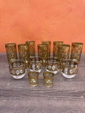VTG MCM Lot 14 Culver 22K Gold Valencia Glasses Highball roly poly Lowball Shot