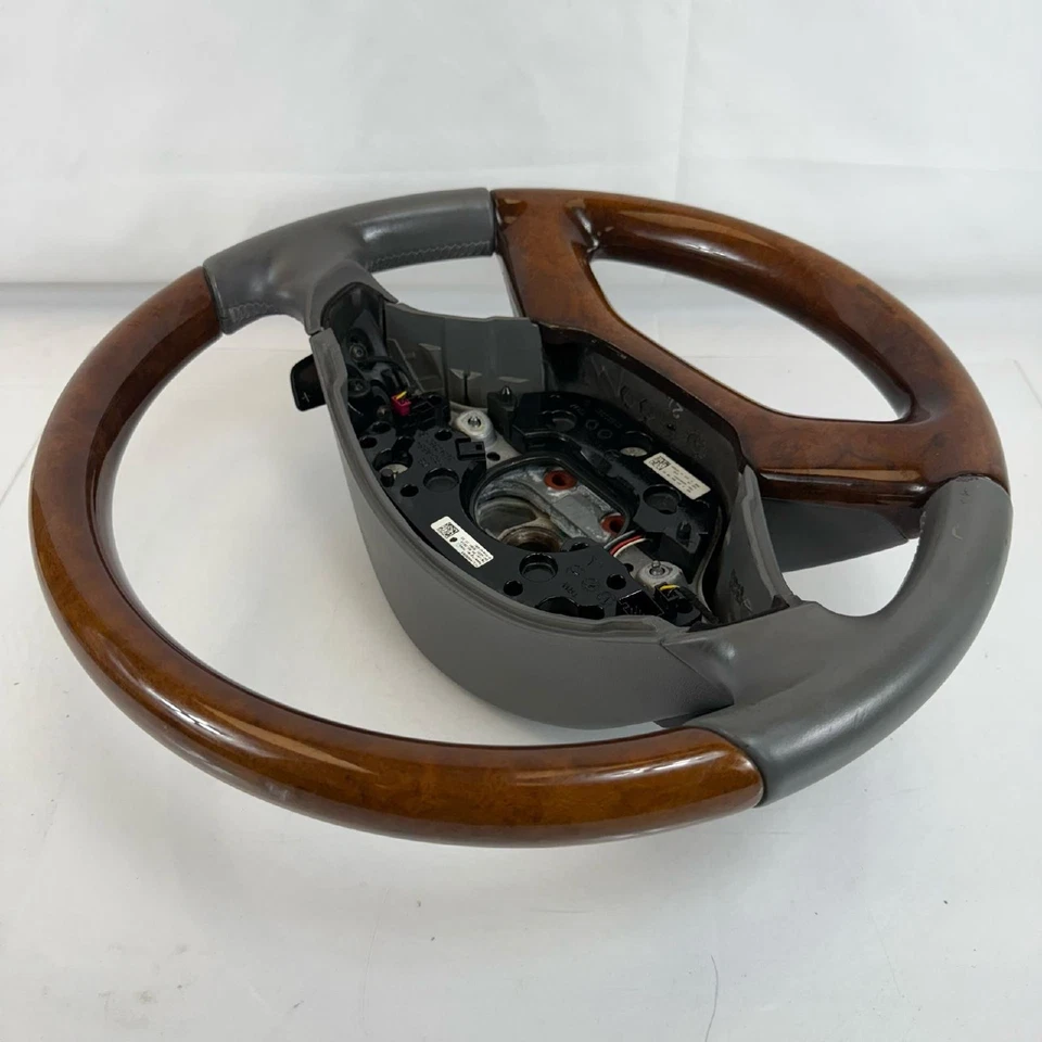 2007-2013 Mercedes S550 S600 S63 OEM Wood Leather Steering Wheel Grey - Image 2 of 4