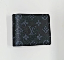 Cartera para hombre Louis Vuitton con monograma múltiple delgada de lona negra