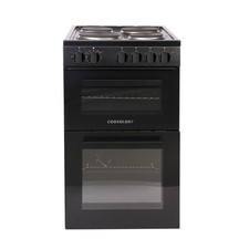 Cookology Electric Cooker 50cm, Double Oven, Solid Plate Hob - Black CFSPTC502BK