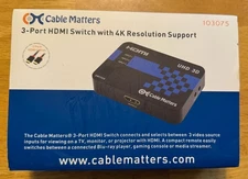 Cable Matters 3-Port HDMI Switch UHD 3D 4K Resolution Support - Model # 103075