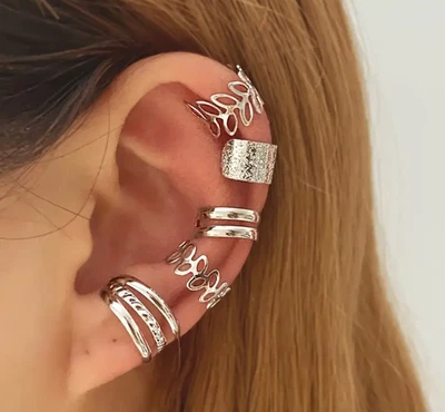 Lot de 5 clips boucle d'oreille sans percage neuf bijou argenté tendance - Photo 1/2