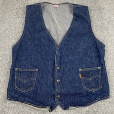 Vintage Levi's Orange Tab XL Denim Blue Jean Vest 70s 80  s Western Biker USA