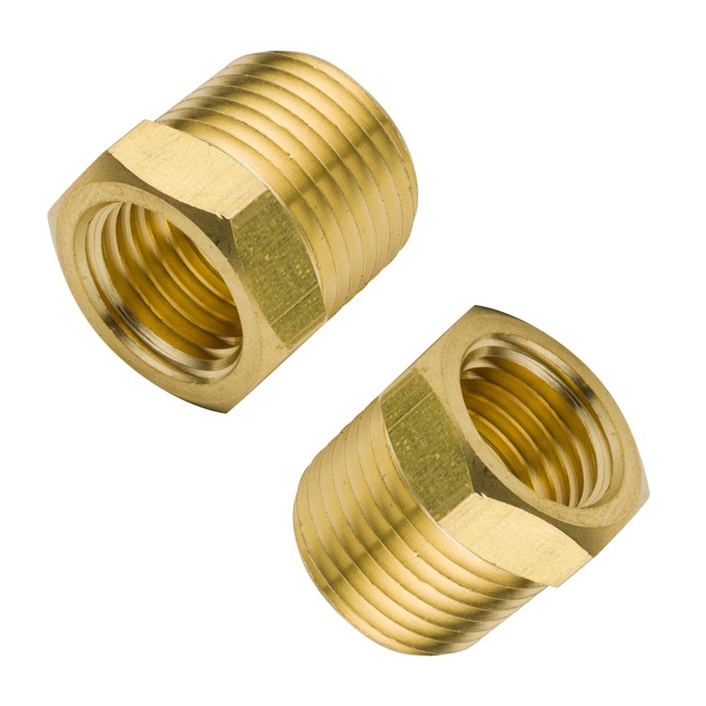 Legines Brass Pipe Fitting Hex Bushing, 3/8" NPT Male to 1/4" 3/8×1/4, Gold 