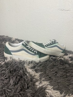 Vans Old Skool Green White Suede Canvas Skate Shoes Men 10.5
