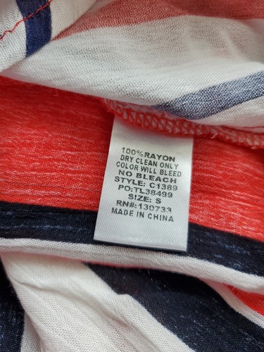 Umgee shirt, women's Sz S, sheer blue/red White Striped button down blouse - Picture 5 of 6