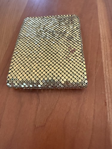 VTG 1940's Whiting & Davis Gold Mesh Unisex Bi-fold Tab Wallet Style USA - Picture 4 of 8