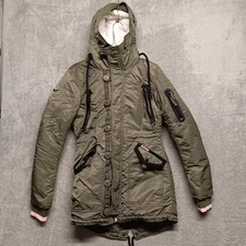 Superdry +Futureco SDL International G50002GR Parka Coat Olive Green Size 4