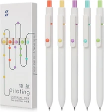 5pcs 0.5mm Black Gel Pens Quick Dry Fine Point Smooth Writing for Home Office