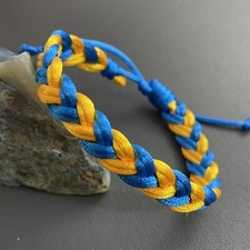 Support Ukraine - 1 x Ukrainian Flag Yellow & Blue 8 Strand Braided Bracelet
