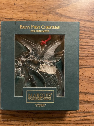 MARQUIS WATERFORD 2000 Baby's 1st Christmas STORK Crystal Ornament H95 - Picture 2 of 7