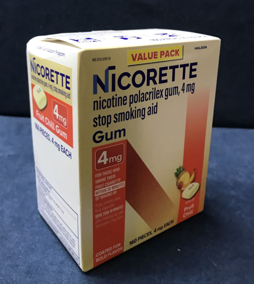 Nicorette Nicotine Gum to Quit Smoking, 4mg 160 Count Exp 04/2027 eBay