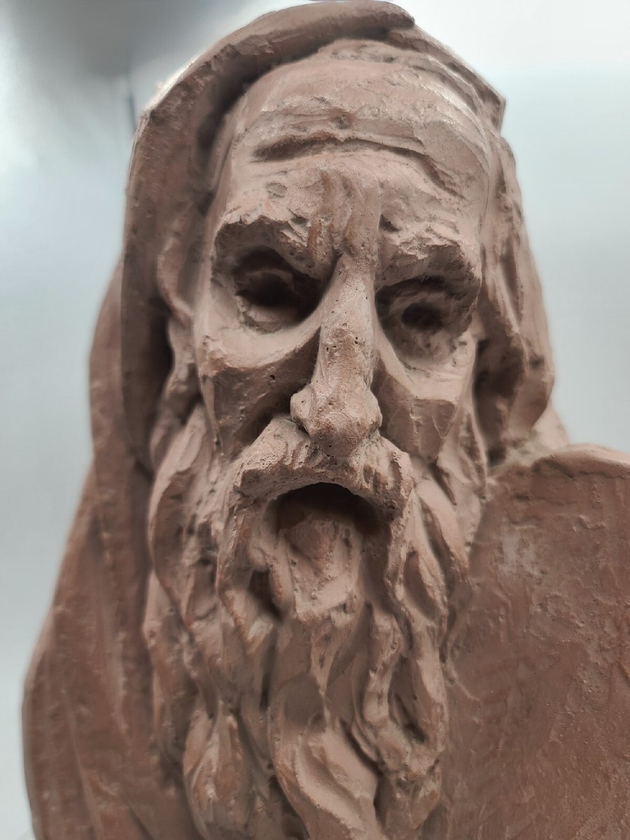 Signed Arnold Bergier Bust of Moses with Tablets 1967 Sculpture