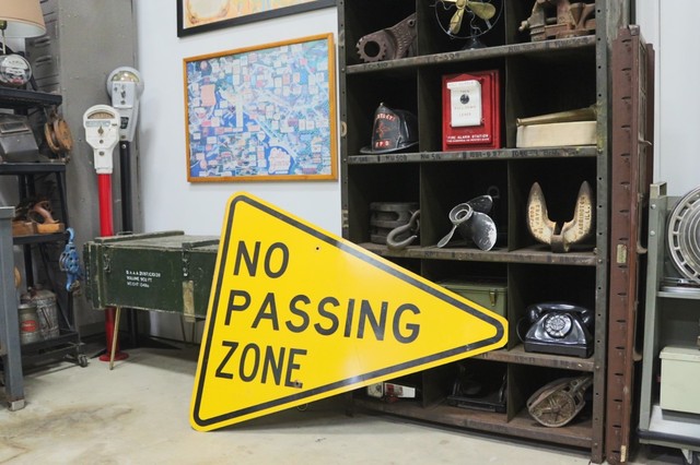 Vintage Pennant Metal NO PASSING ZONE Street Sign 41x34 eBay