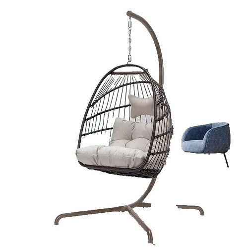 Synthetic Rattan Abate Outdoor Patio Swing Chair With Stand