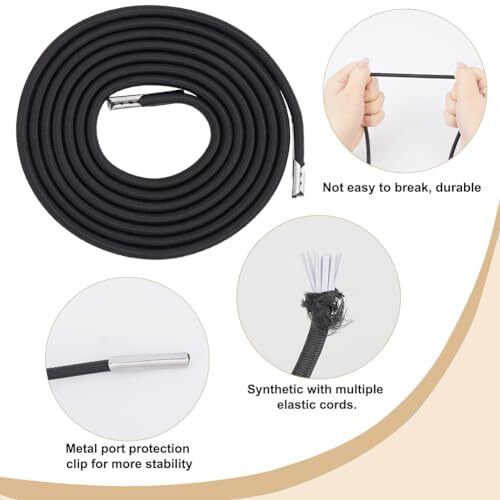 Paquete de 4 cables de repuesto elásticos de gravedad cero negros mejorados - Imagen 7 de 7