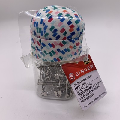 Singer 100 Quilting And Craft Safety Pins Container Comes With Pin Cushion Top