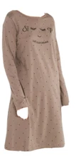 Taupe Brown Ladies Nightdress 10 - 12 Long sleeves nighty sleep love your dreams