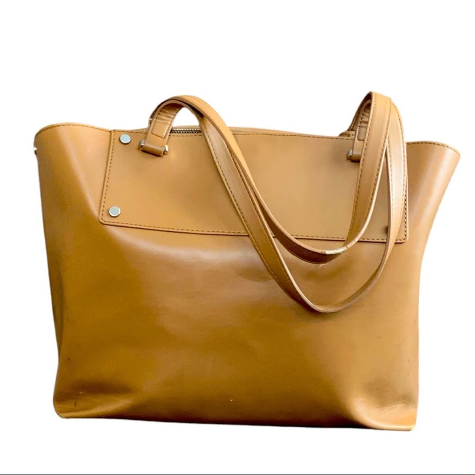 Nine West Camel Tan Cutout Large Cutout Shoulder Tote Vegan Oversize