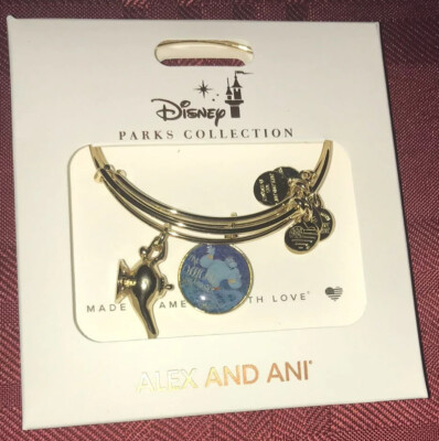 Disney Parks Aladdin Genie & Lamp Exclusive Alex and Ani Double Charm Braclet 