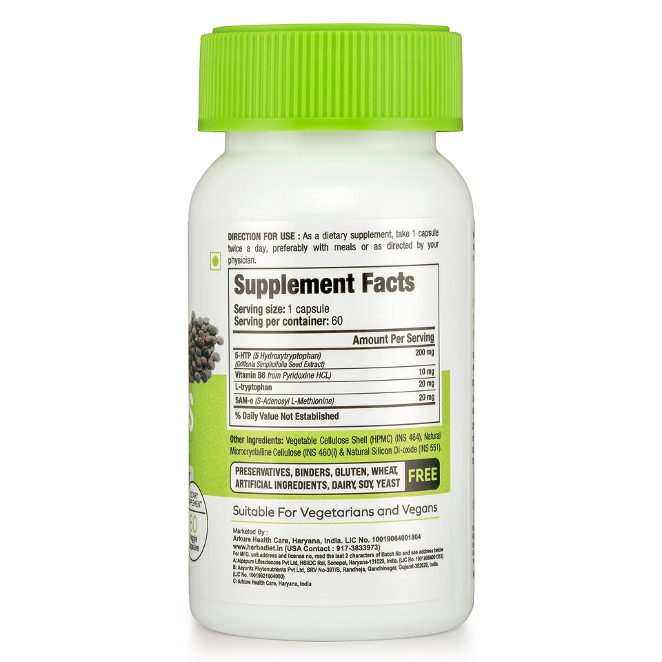 5-HTP 200mg 5htp Capsules Boosts Serotonin Helps Against Stress Anxiety Insomnia - Image 2 of 4