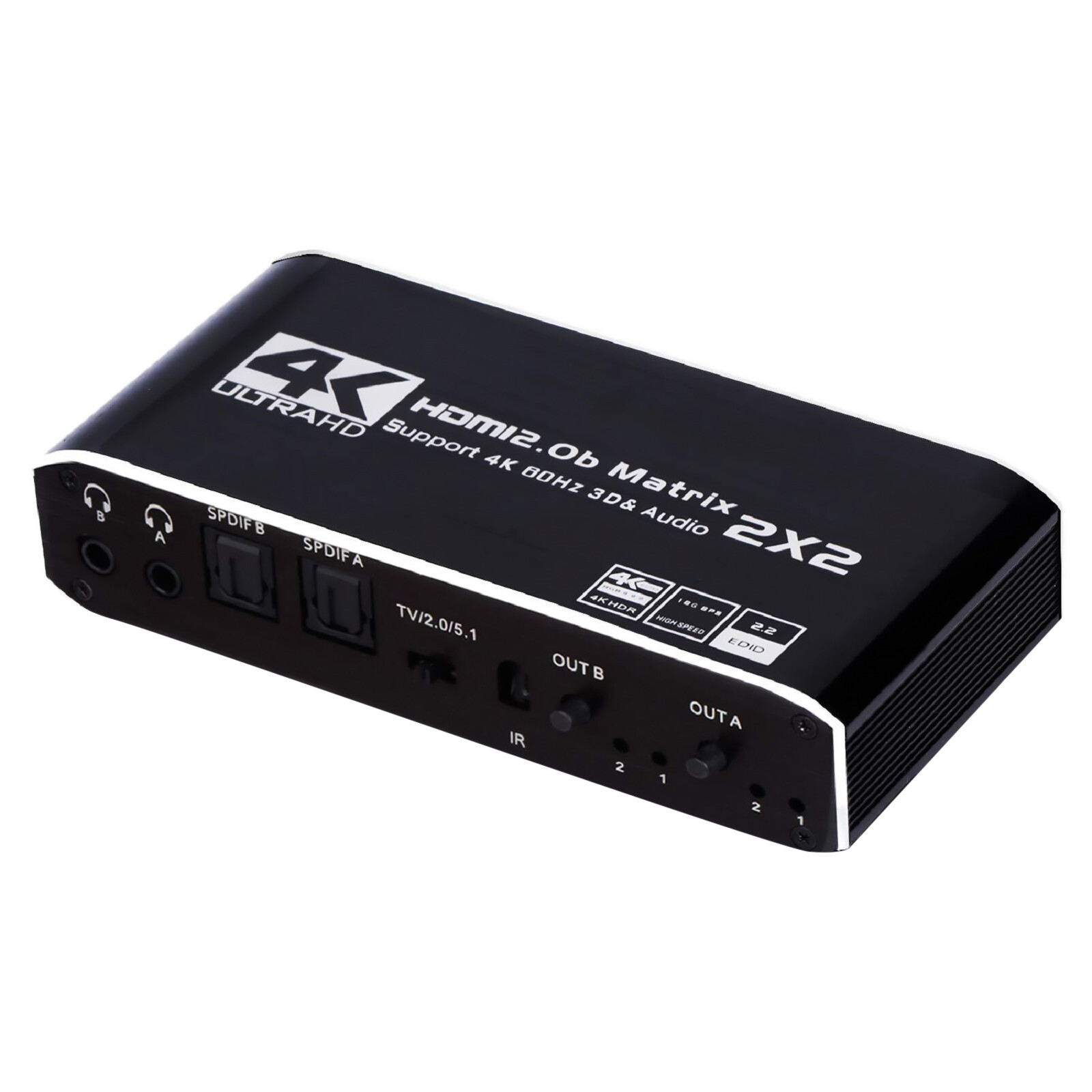 2x2 4K HDMI Matrix Switcher with 1080P 3D Support for Video Splitting & Switching