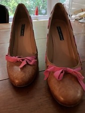 Vintage Ralph lauren Women s Leather Shoes With Pink Ribbon 7.5 Italy