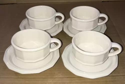 Cup And Saucer Set Of 4 Pfaltzgraff Heritage White Pattern Made In USA